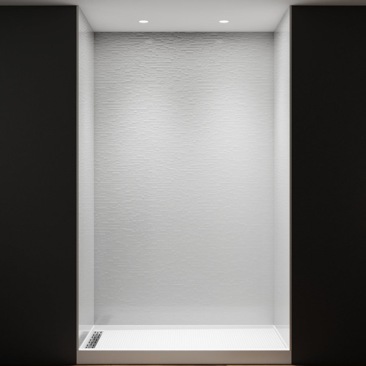 Huck - C Solid Surface 60" W x 76" H Tile Tub and Shower Wall Panel Surround, Quick Install,Cuttable,Textured Concrete,32in