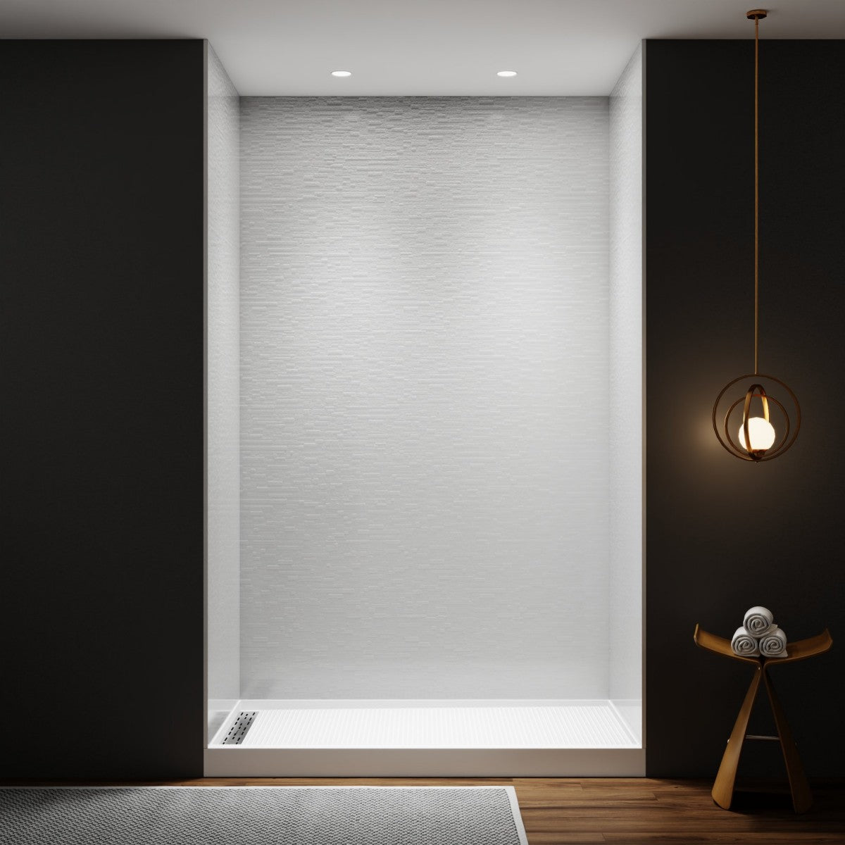 Huck - C Solid Surface 60" W x 76" H Tile Tub and Shower Wall Panel Surround, Quick Install,Cuttable,Textured Concrete,32in