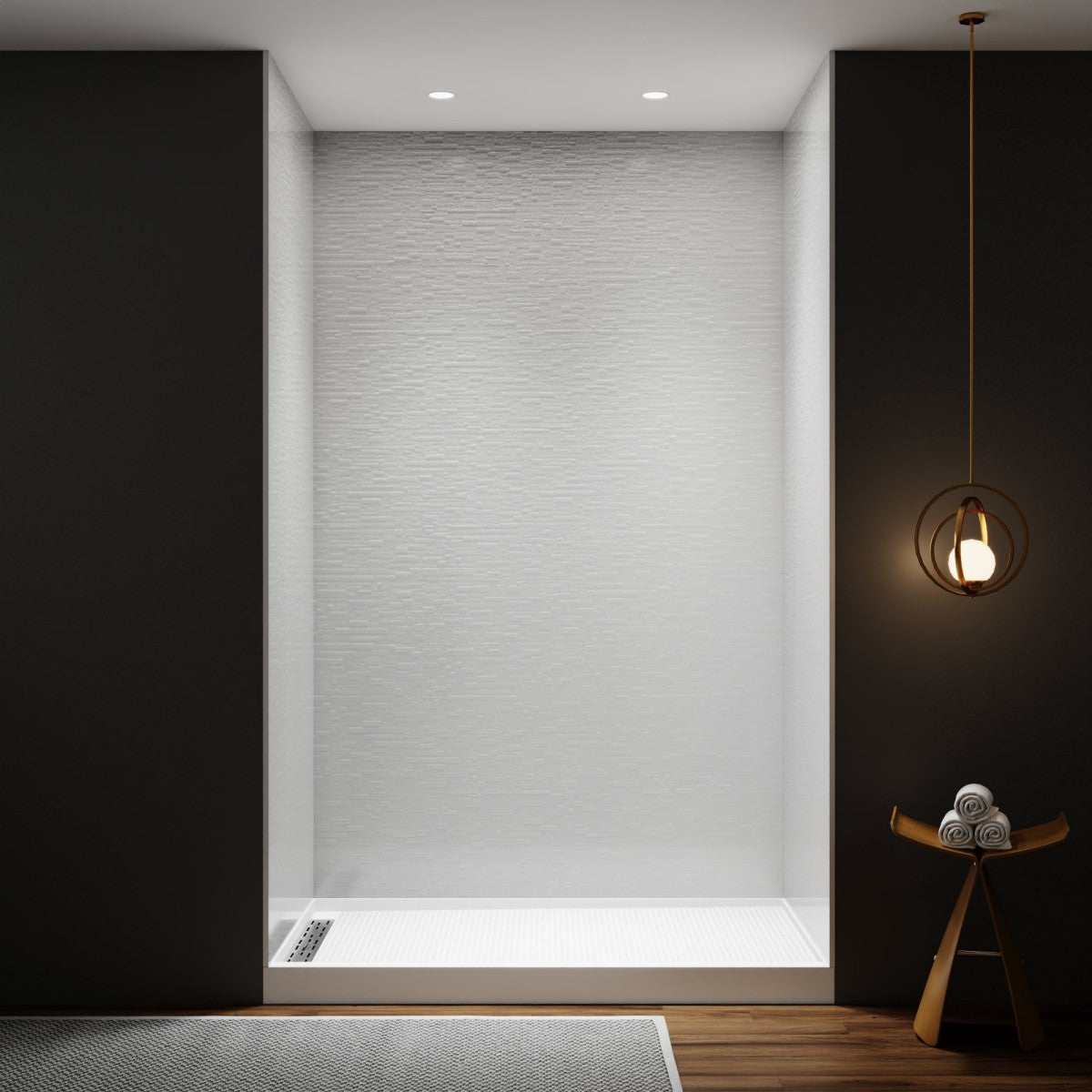 Huck - C Solid Surface 60" W x 76" H Tile Tub and Shower Wall Panel Surround, Quick Install,Cuttable,Textured Concrete,36in