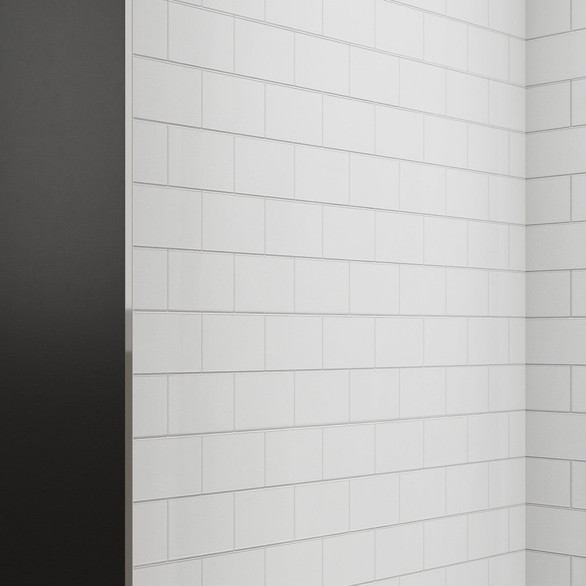 Huck - S Solid Surface 60" W x 76" H Tile Tub and Shower Wall Panel Surround, Quick Install,Cuttable,Small Tile Pattern,32in