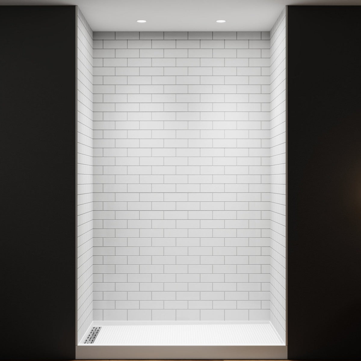 Huck - S Solid Surface 60" W x 76" H Tile Tub and Shower Wall Panel Surround, Quick Install,Cuttable,Small Tile Pattern,32in