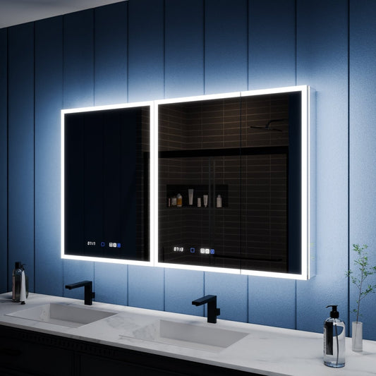 Illusion 54" x 32" LED Lighted Medicine Cabinet with Magnifiers Front and Back Light