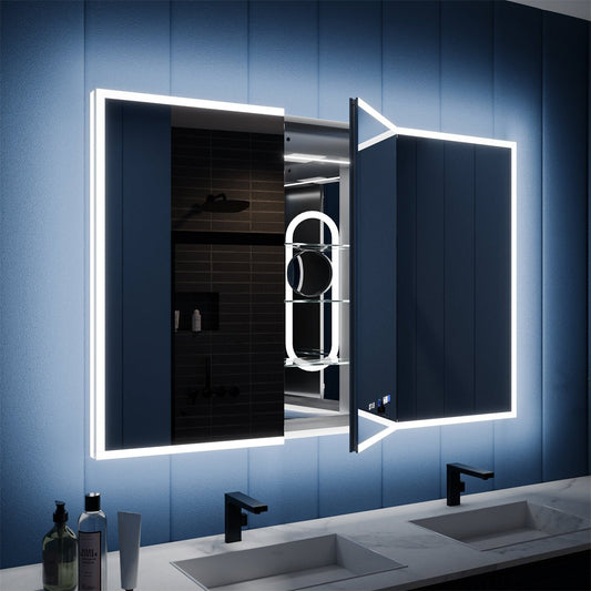 Illusion 60" x 36" LED Lighted Medicine Cabinet with Magnifiers Front and Back Light