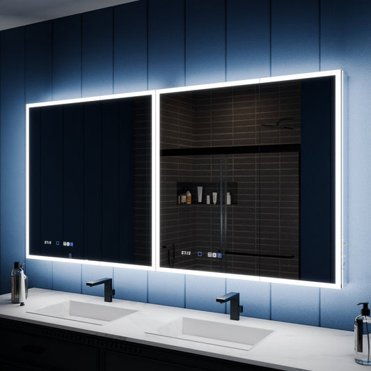 Illusion 72" x 36" LED Lighted Medicine Cabinet with Magnifiers Front and Back Light