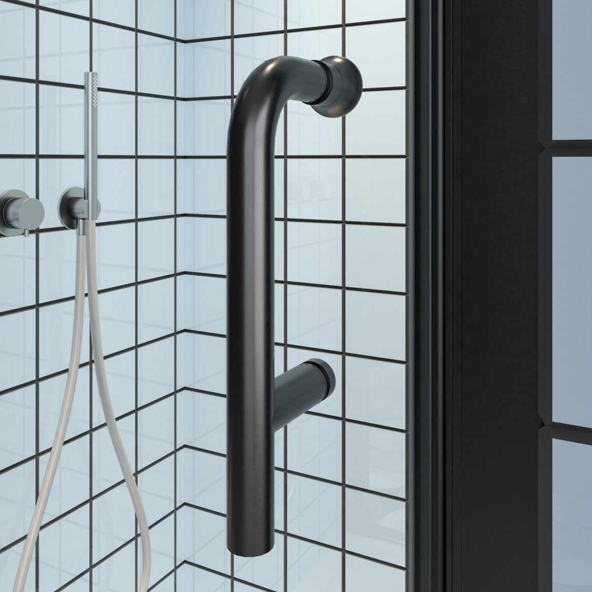 Classy 32-34" W x 72" H Pivot Shower Door Semi-Frameless Hinged in Matte Black Install Glass Shower Door