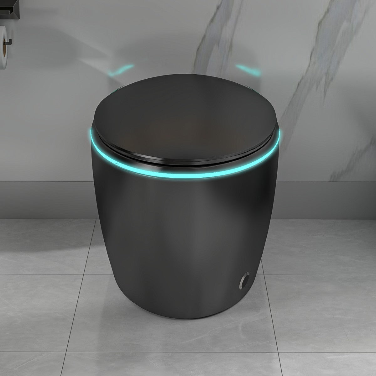 EP Exbrite Unique Smart Toilet with Bidet Built In, Intelligent One Piece Toilet For Modern Bathroom, Auto Open/Close Seat, Foot Sensor, LED Display,Night Light, Warm Water & Dryer, Black