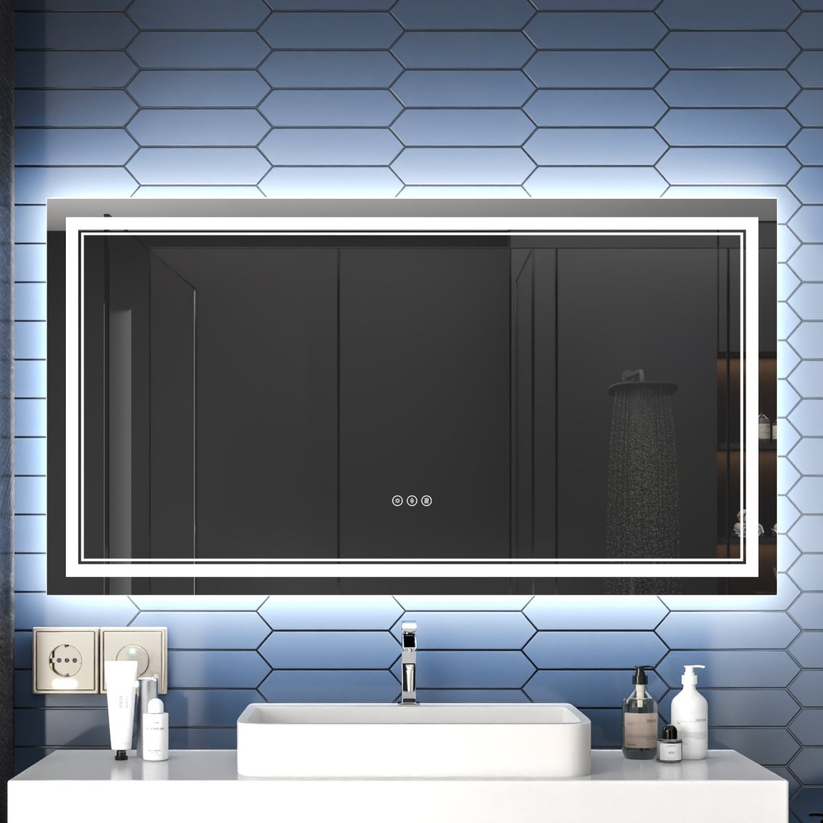 28x36 Inch LED Bathroom Mirror With Lights - Dimmable Anti-Fog Vanity Mirror, Touch Screen, 3 Color Temperatures