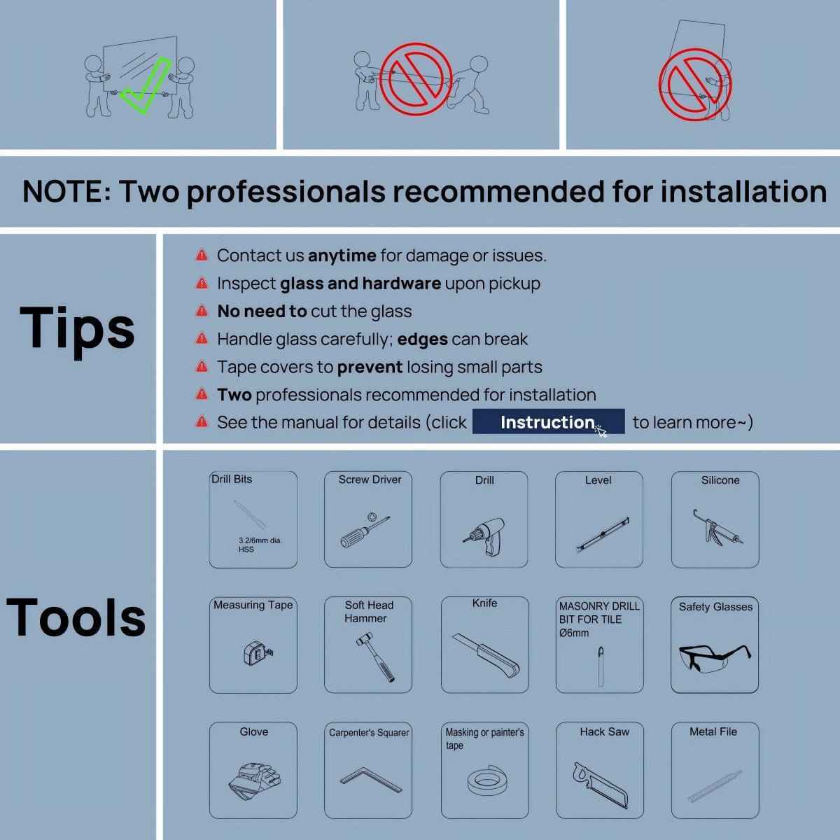 Lock Adjustable 44-48"W x 74"H Sliding Glass Shower Door with 8mm Clear Tempered Glass,Stainless Steel Hardware Brushed Gold,Rectangle Shower Door