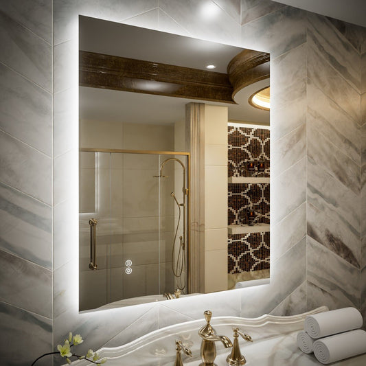 Navi LED Bathroom Mirror 30" x 36" with Backlit,Mirror with Lights Wall Mounted Anti Fog,Led Mirror for Bathroom,HD Tempered Glass,Shatter - Proof