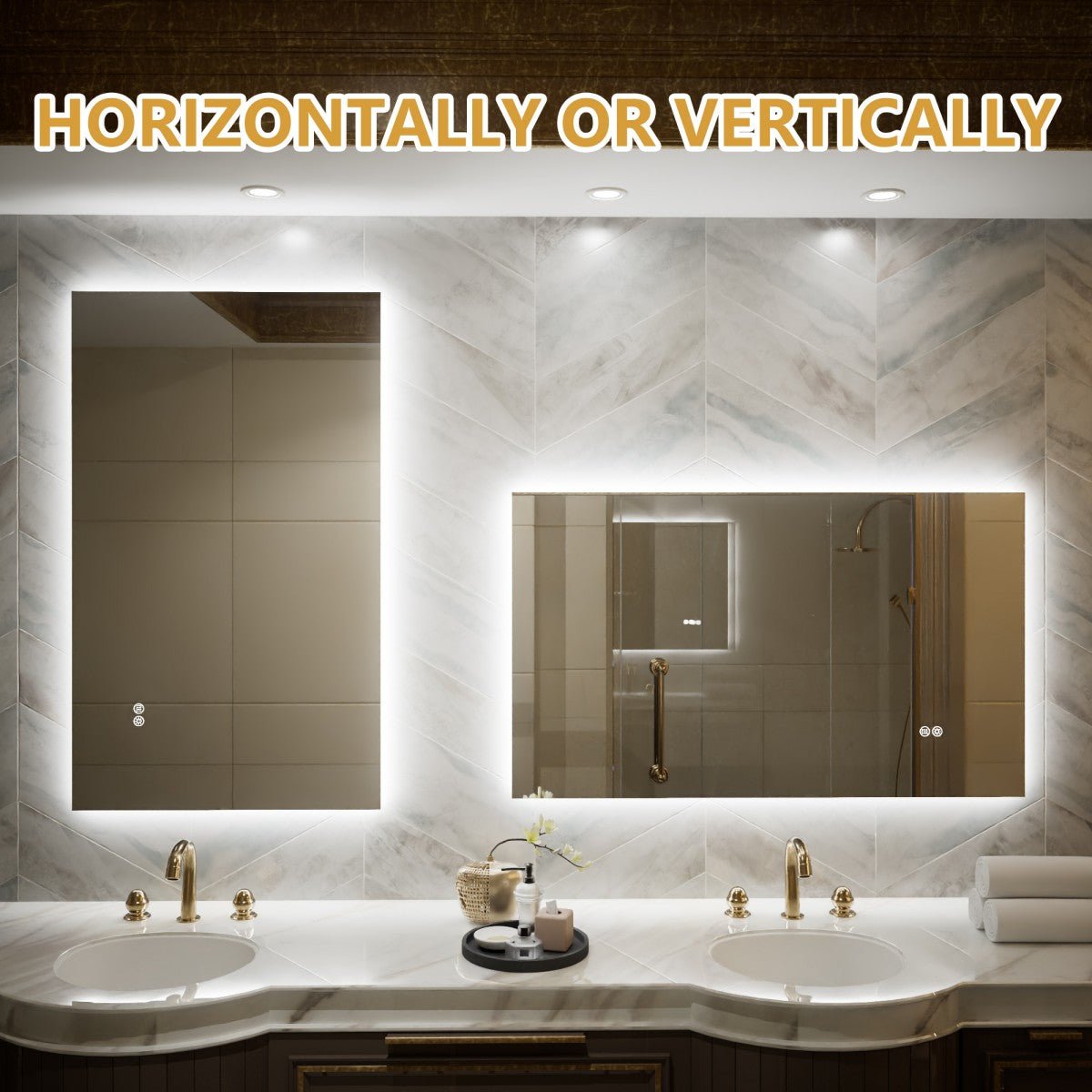 Navi LED Bathroom Mirror 40" x 24" with Backlit,Mirror with Lights Wall Mounted Anti Fog,Led Mirror for Bathroom,HD Tempered Glass,Shatter - Proof