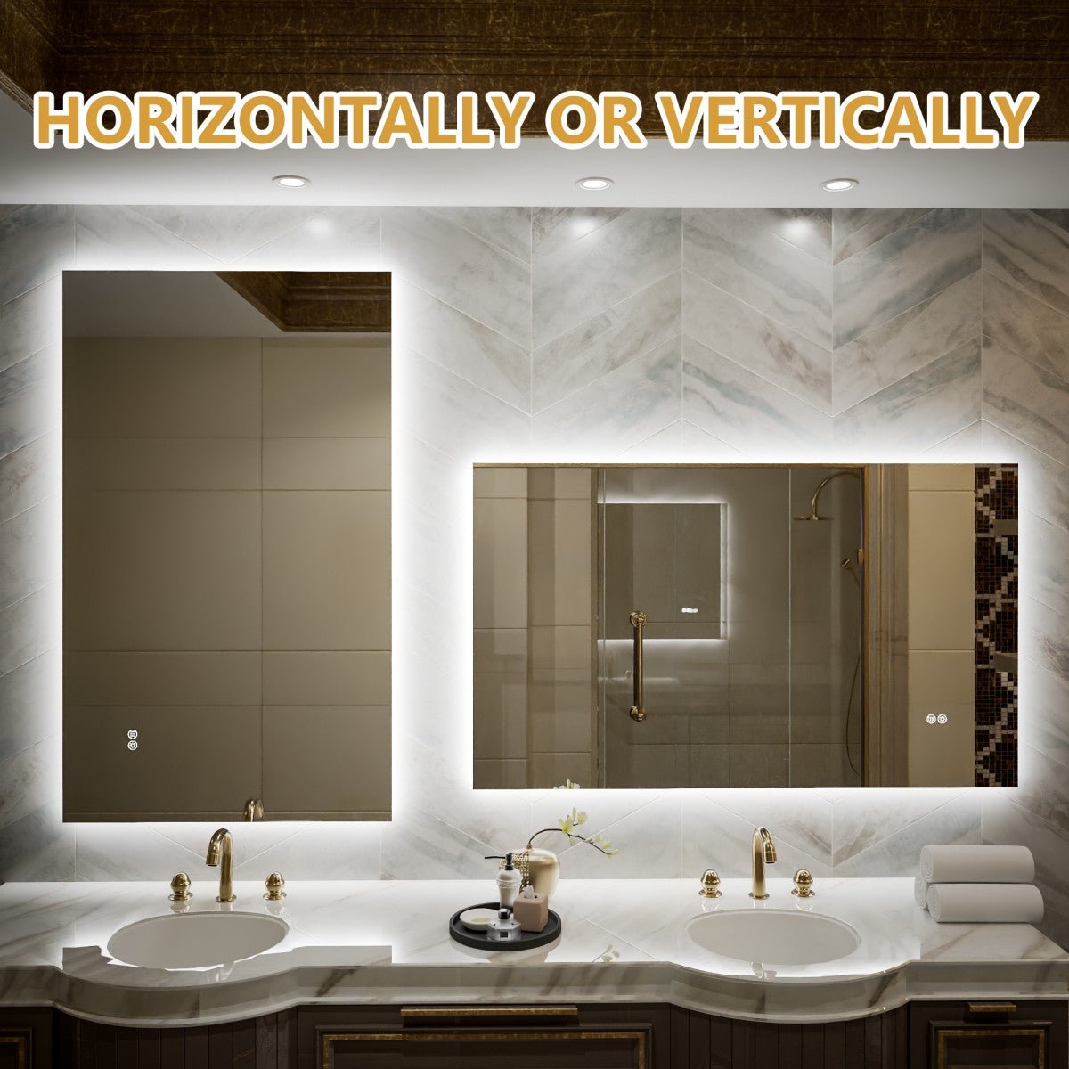 Navi LED Bathroom Mirror 48" x 30" with Backlit,Mirror with Lights Wall Mounted Anti Fog,Led Mirror for Bathroom,HD Tempered Glass,Shatter - Proof