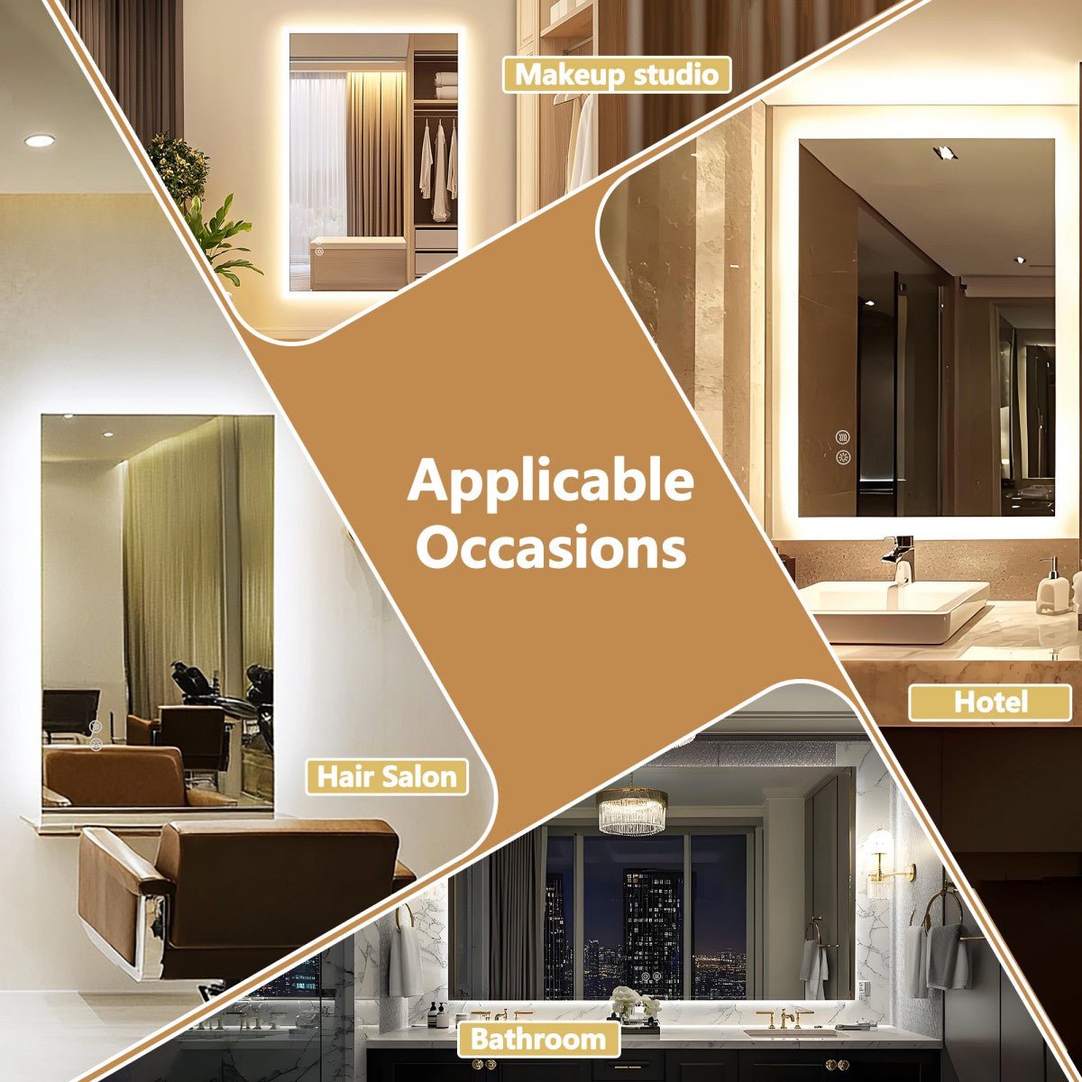 Navi LED Bathroom Mirror 48" x 32" with Backlit,Mirror with Lights Wall Mounted Anti Fog,Led Mirror for Bathroom,HD Tempered Glass,Shatter - Proof