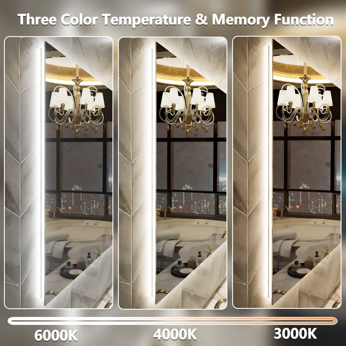 Navi LED Bathroom Mirror 48" x 32" with Backlit,Mirror with Lights Wall Mounted Anti Fog,Led Mirror for Bathroom,HD Tempered Glass,Shatter - Proof