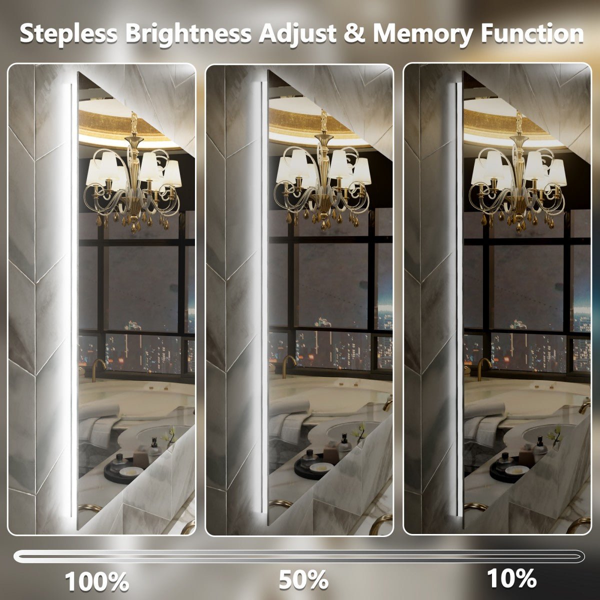 Navi LED Bathroom Mirror 48" x 32" with Backlit,Mirror with Lights Wall Mounted Anti Fog,Led Mirror for Bathroom,HD Tempered Glass,Shatter - Proof