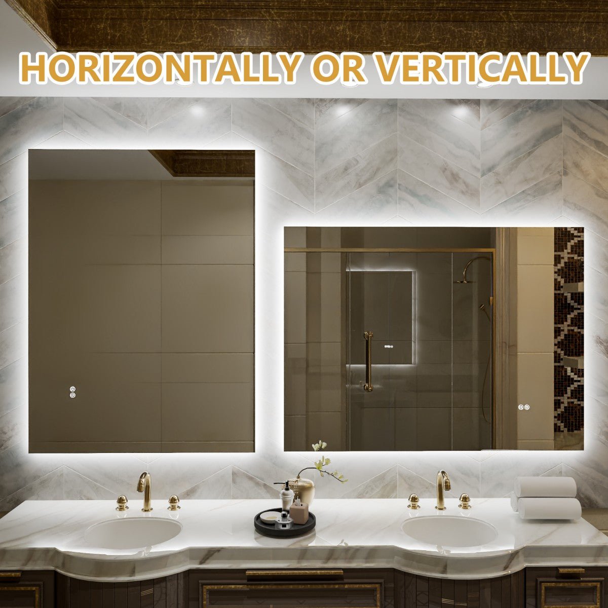Navi LED Bathroom Mirror 48" x 36" with Backlit,Mirror with Lights Wall Mounted Anti Fog,Led Mirror for Bathroom,HD Tempered Glass,Shatter - Proof