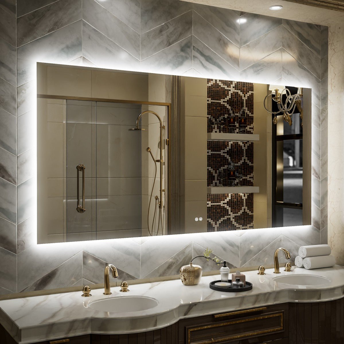 Navi LED Bathroom Mirror 72" x 36" with Backlit,Mirror with Lights Wall Mounted Anti Fog,Led Mirror for Bathroom,HD Tempered Glass,Shatter - Proof