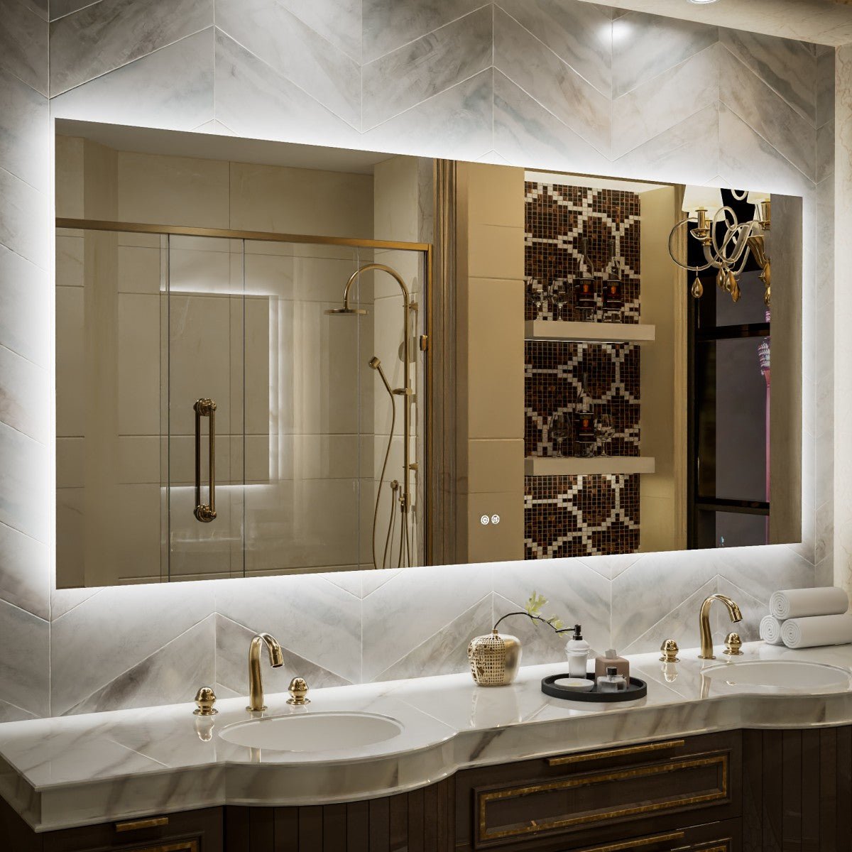 Navi LED Bathroom Mirror 77" x 36" with Backlit,Mirror with Lights Wall Mounted Anti Fog,Led Mirror for Bathroom,HD Tempered Glass,Shatter - Proof