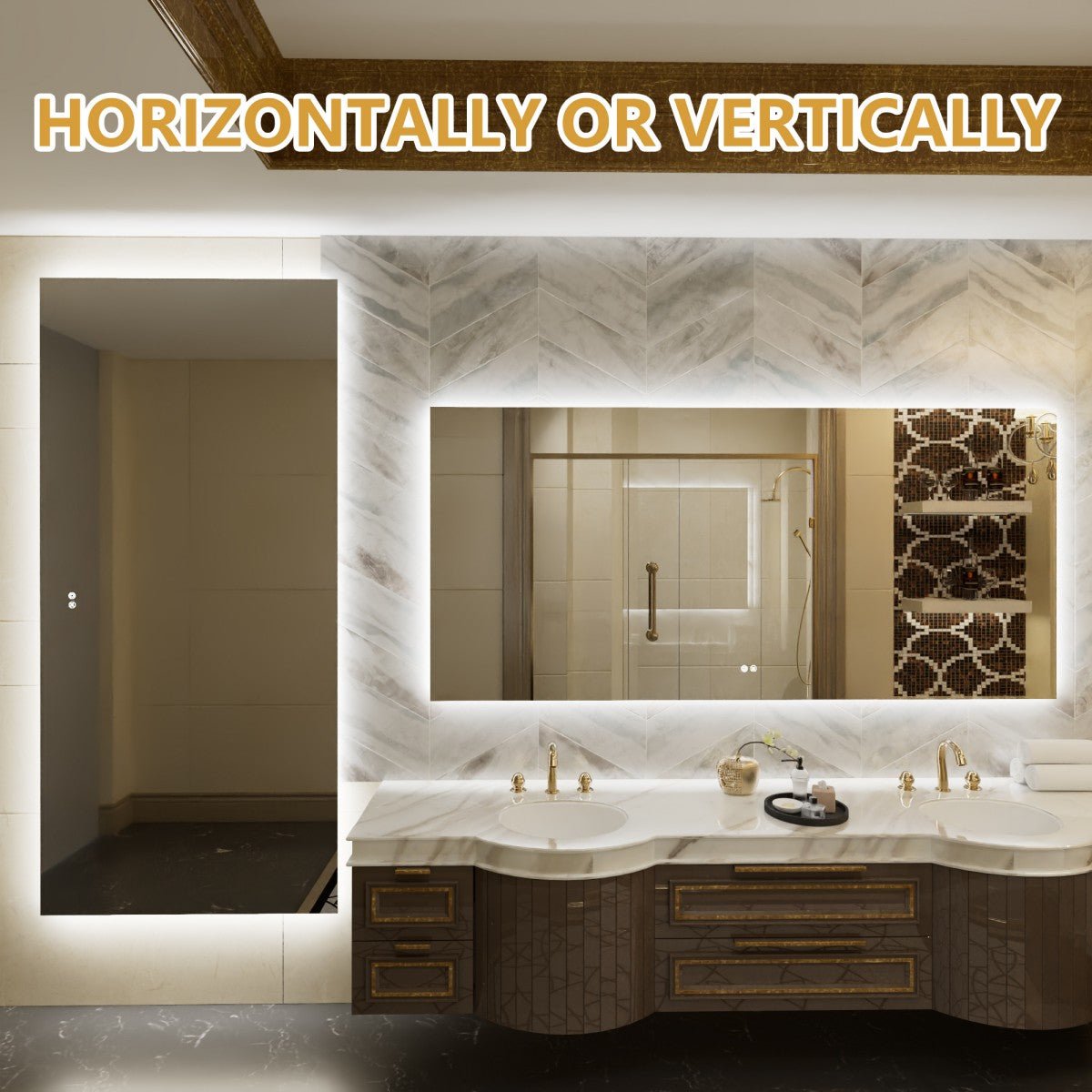 Navi LED Bathroom Mirror 77" x 36" with Backlit,Mirror with Lights Wall Mounted Anti Fog,Led Mirror for Bathroom,HD Tempered Glass,Shatter - Proof