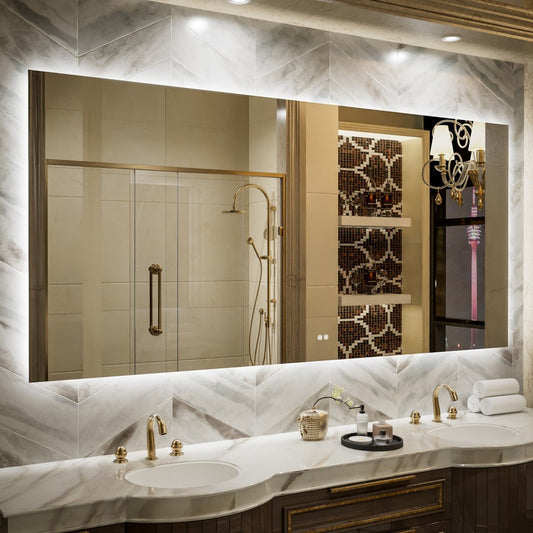 Navi LED Bathroom Mirror 84" x 40" with Backlit,Mirror with Lights Wall Mounted Anti Fog,Led Mirror for Bathroom,HD Tempered Glass,Shatter - Proof