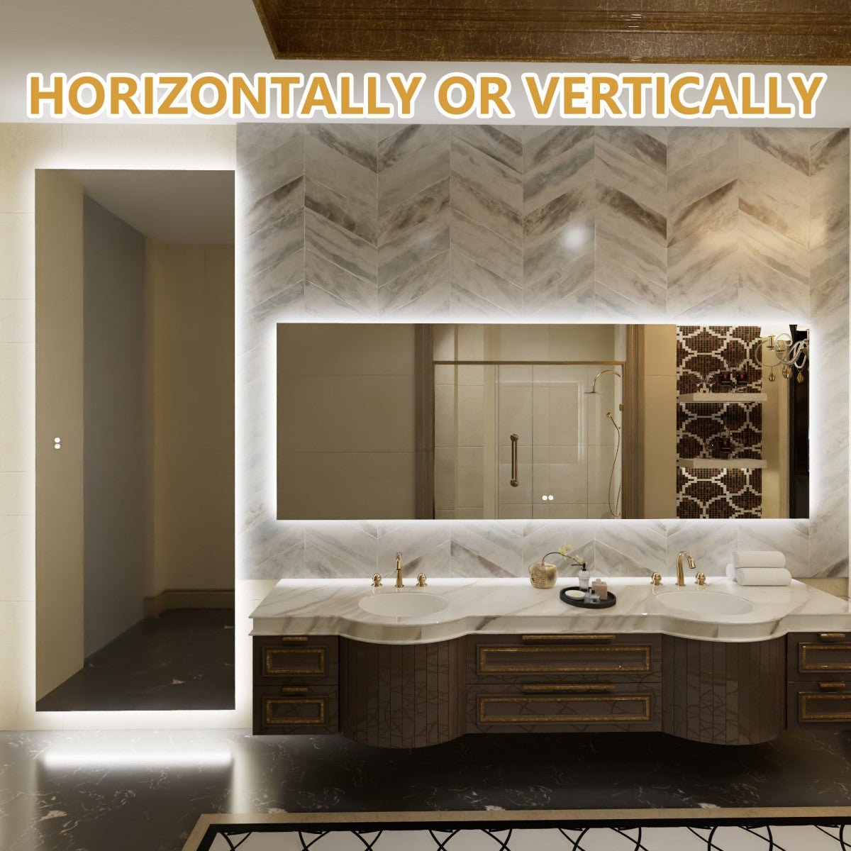Navi LED Bathroom Mirror 96" x 36" with Backlit,Mirror with Lights Wall Mounted Anti Fog,Led Mirror for Bathroom,HD Tempered Glass,Shatter - Proof