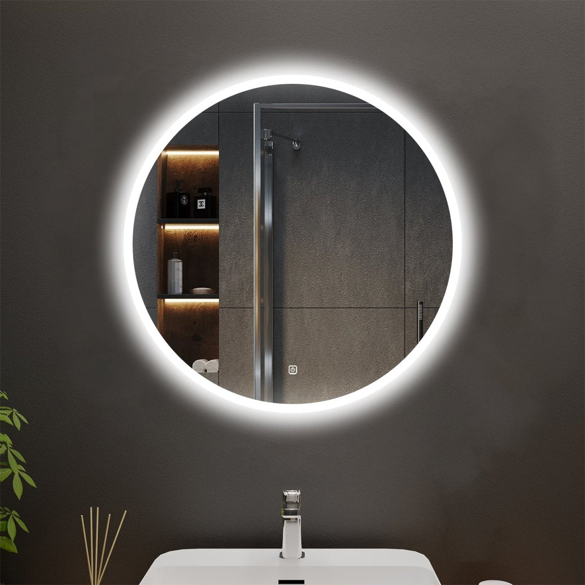 Nimbu Customized Round LED Bathroom Mirror, Backlit