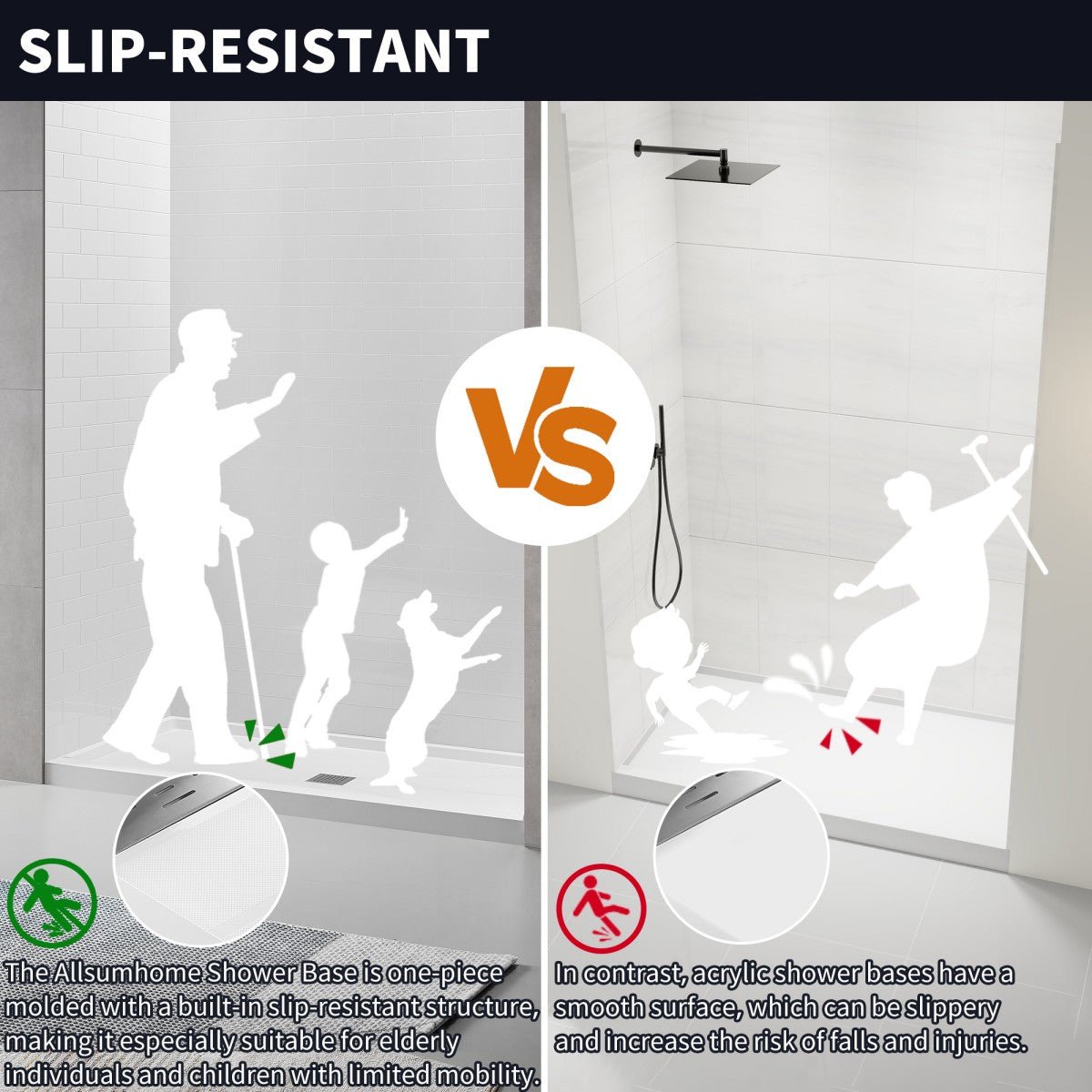 Pequod - M Shower Base, 48"x 36", White with Brushed Nickel Cover,Middle