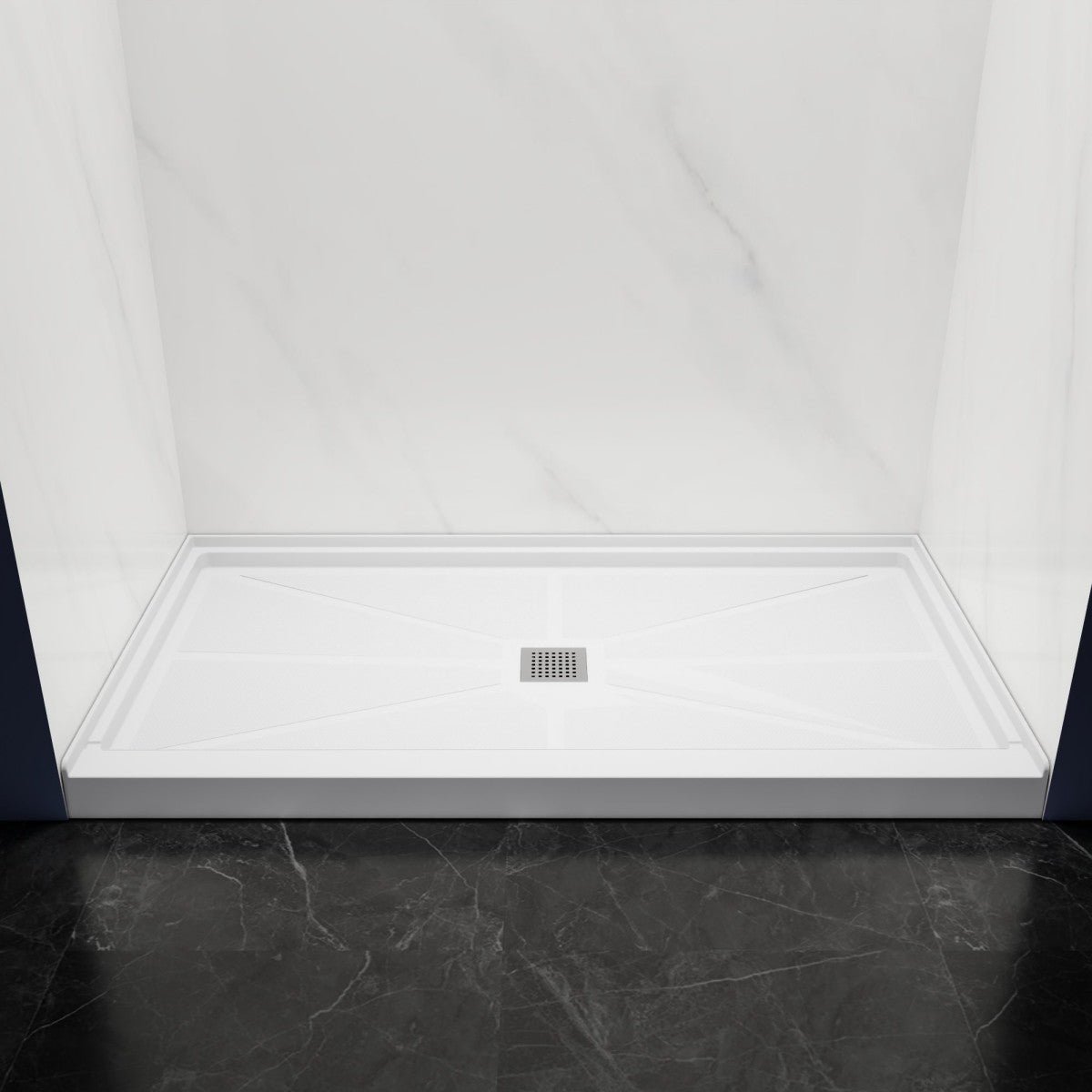 Pequod - M Shower Base, 60"x 32", White with Brushed Nickel Cover,Middle