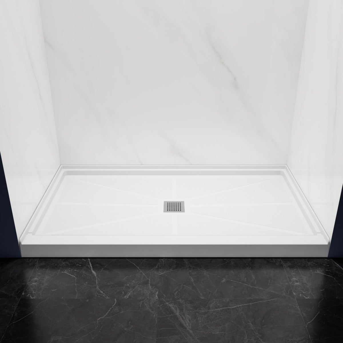 Pequod - M Shower Base, 60"x 34", White with Brushed Nickel Cover,Middle