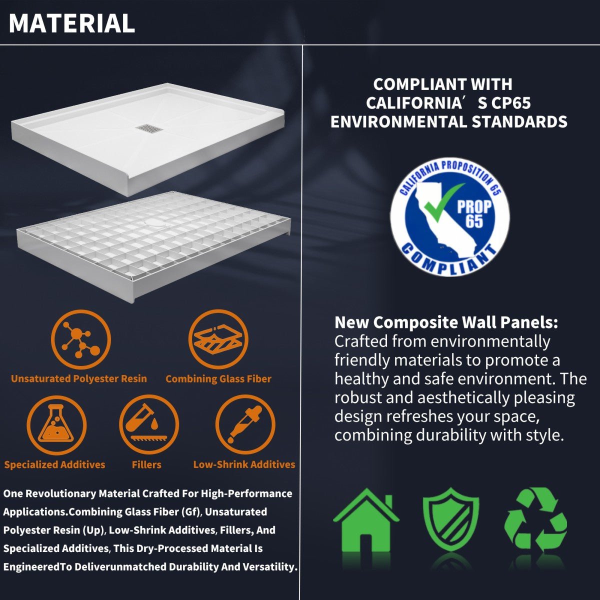 Pequod - M Shower Base, 60"x 36", White with Brushed Nickel Cover,Middle