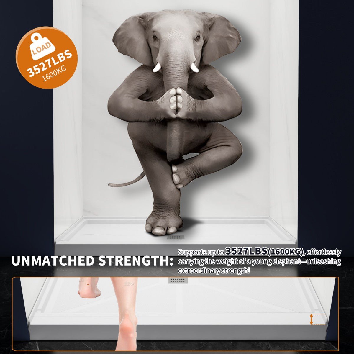 Pequod - M Shower Base, 60"x 36", White with Brushed Nickel Cover,Middle