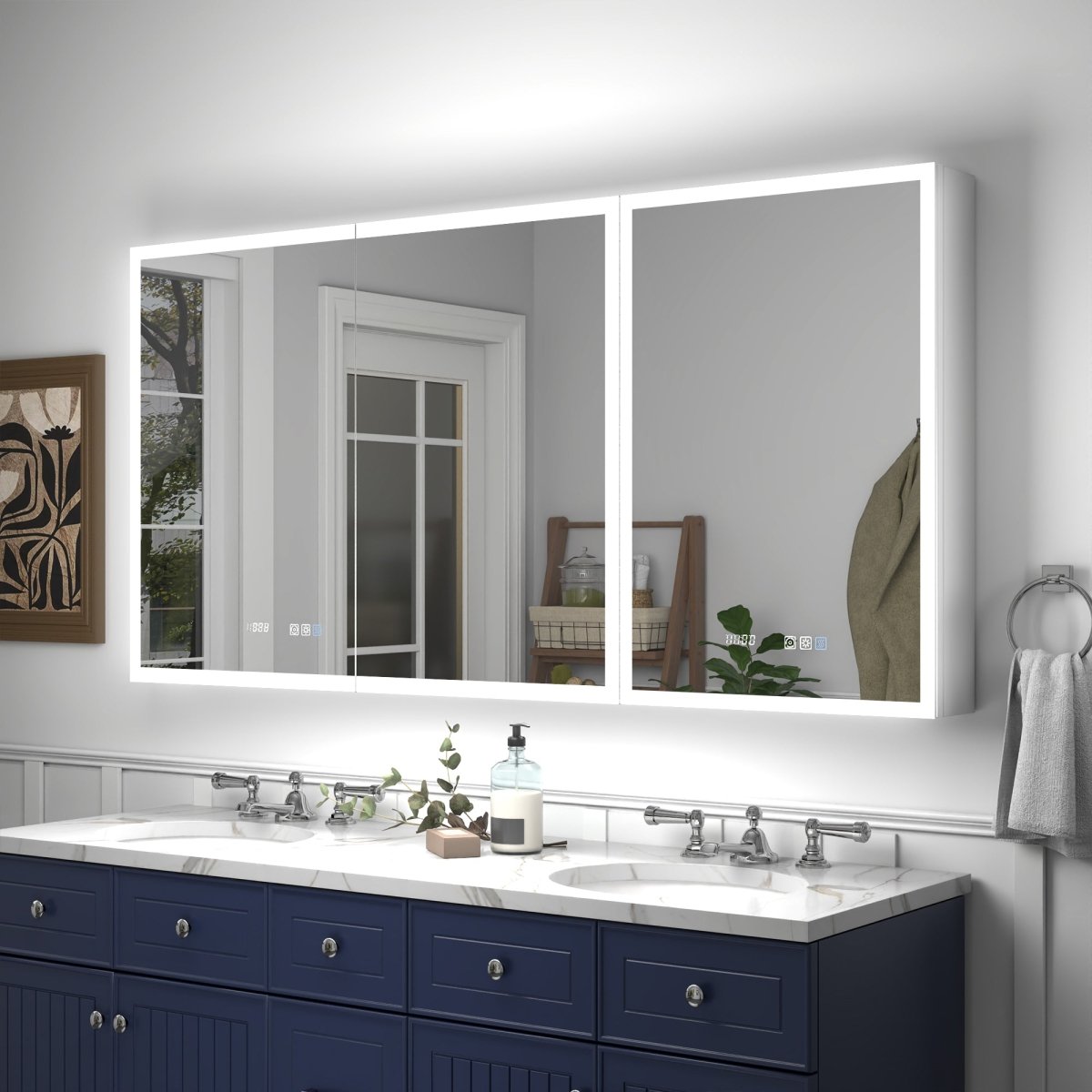Rim 60" W x 30" H LED Lighted Medicine Cabinet with Mirrors – ExBriteUSA