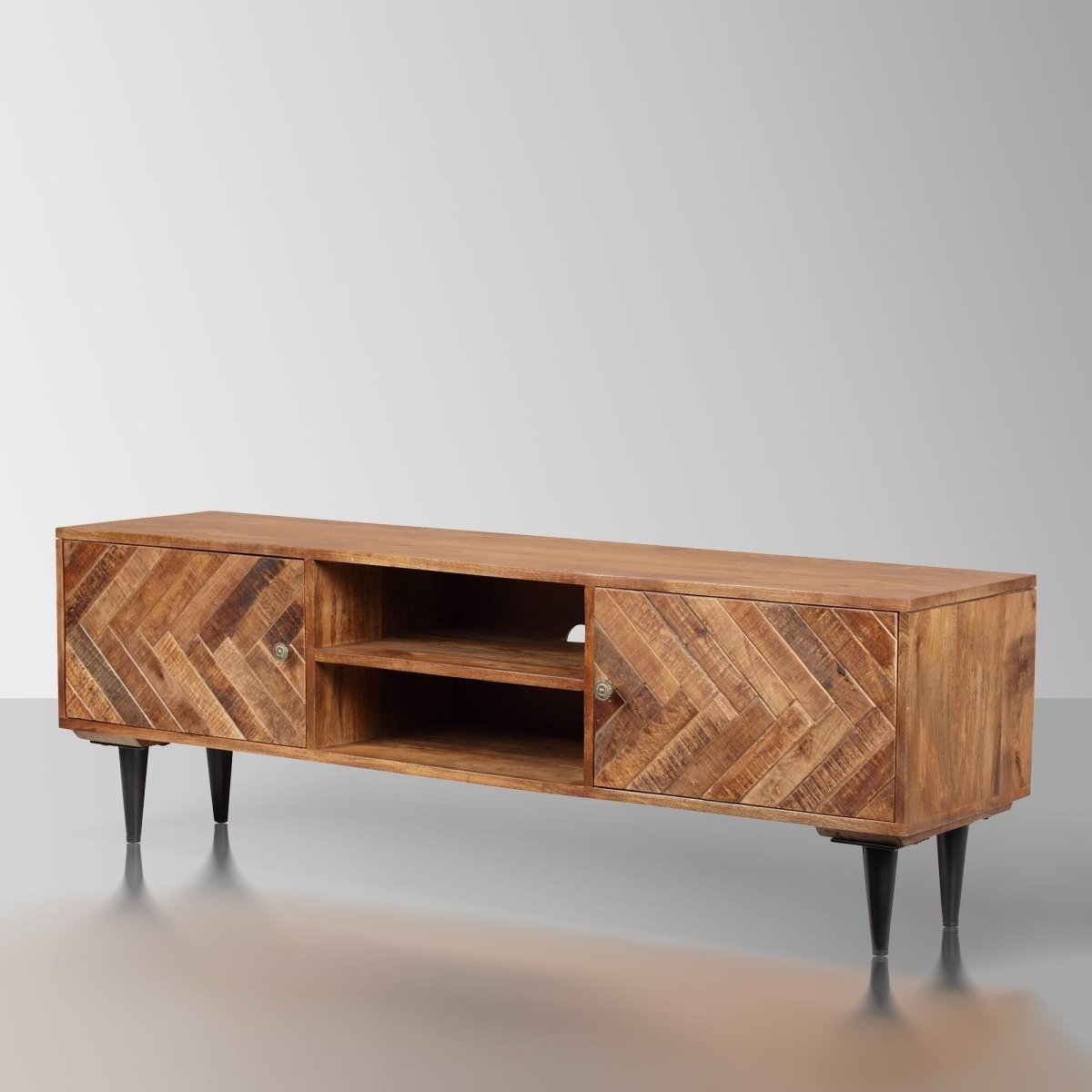 Allsumhome Solid Wood TV Stand Cabinet ,59"W X 18"H X 15"D - ExBriteUSA