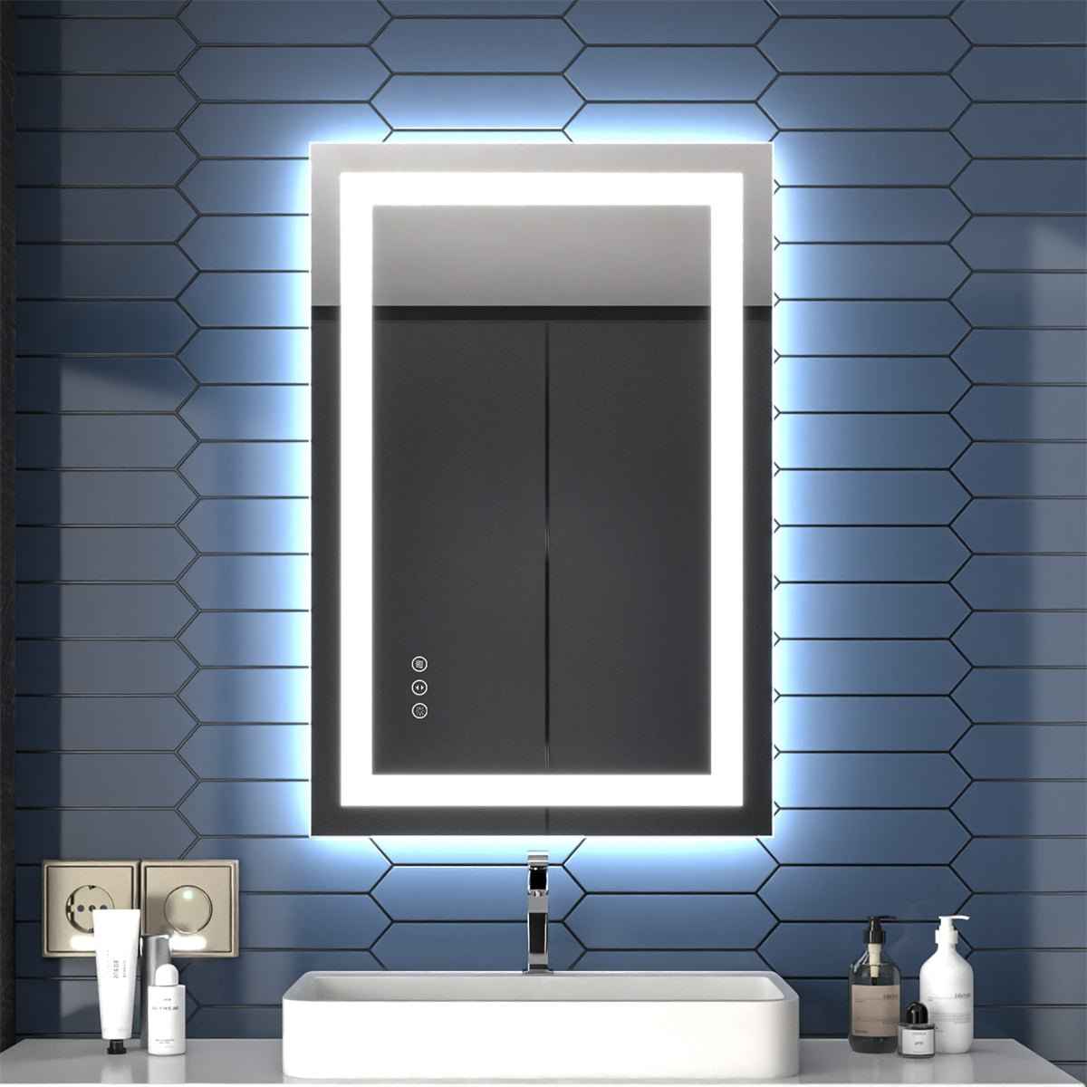 Apex 24" W x 36" H inch LED Bathroom Light Mirror,Anti Fog,Dimmable,Du ...