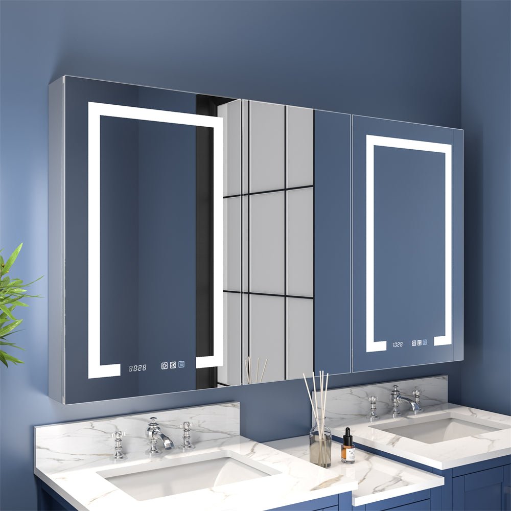 Boost-M2 56" W x 32" H Bathroom Narrow Light Medicine Cabinets with Va ...