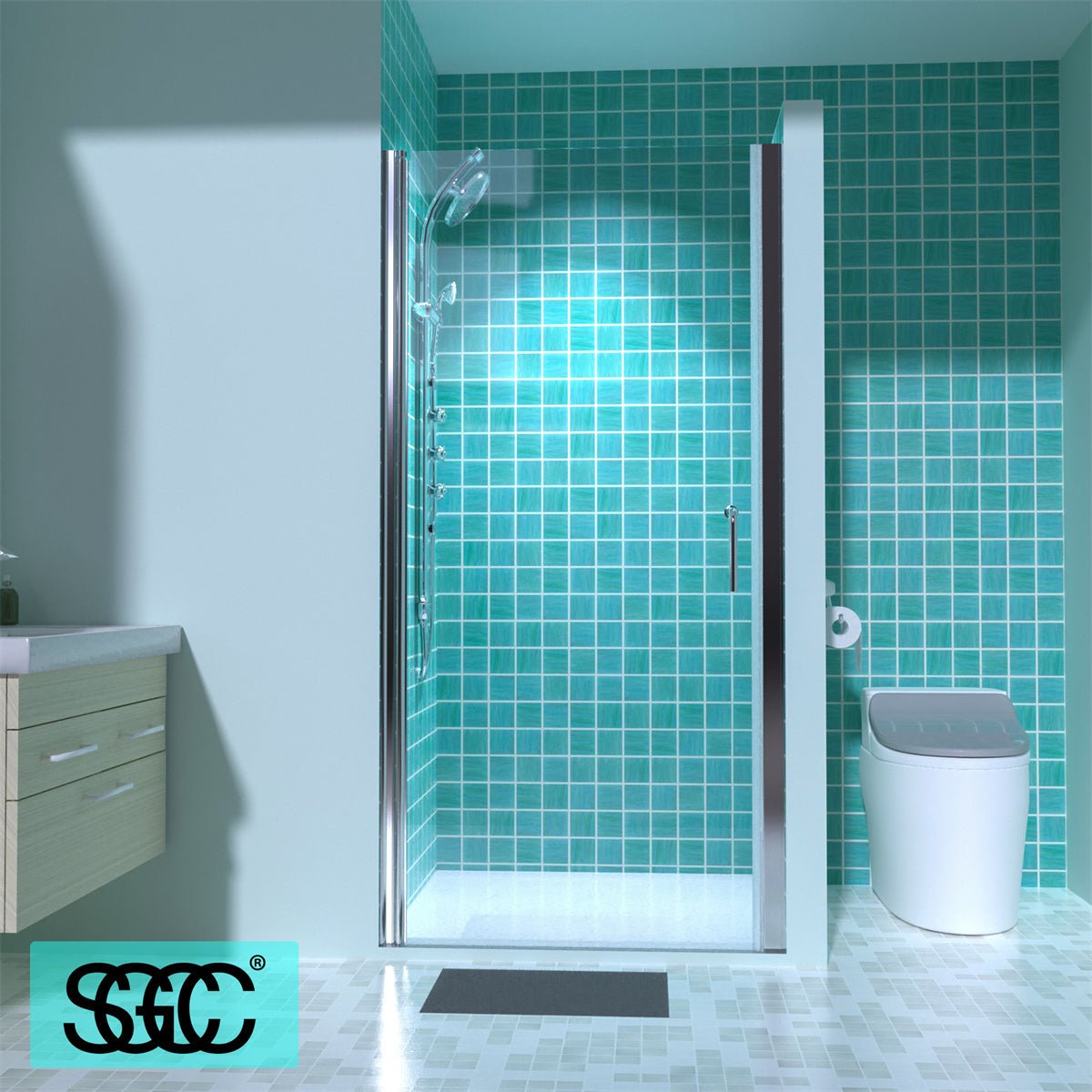 Classy 36 37 3 W X 72 H Pivot Semi Frameless Glass Shower Door In Ch classy-36-37-3-w-x-72-h-pivot-semi-frameless-glass-shower-door-in-ch
