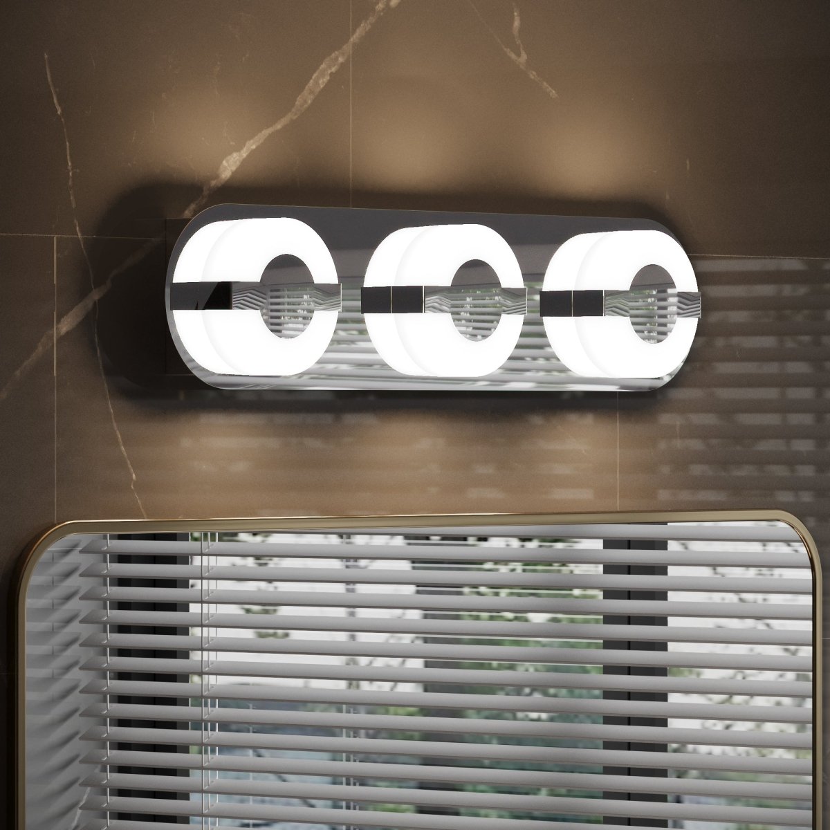 ExBrite 22.8" Chromed 3-Lights LED Vanity Light for Modern Bathrooms