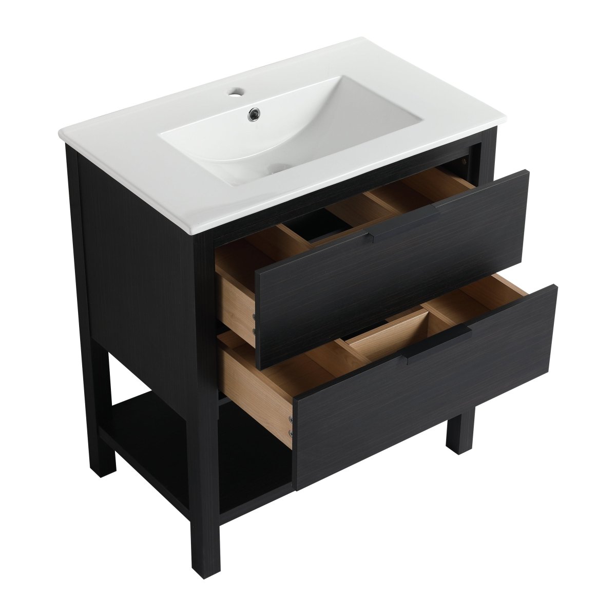 Exbrite 30 inch Bathroom Vanity With Sink and 2 Soft Close Drawers-BVB01030BCT-BL9075B