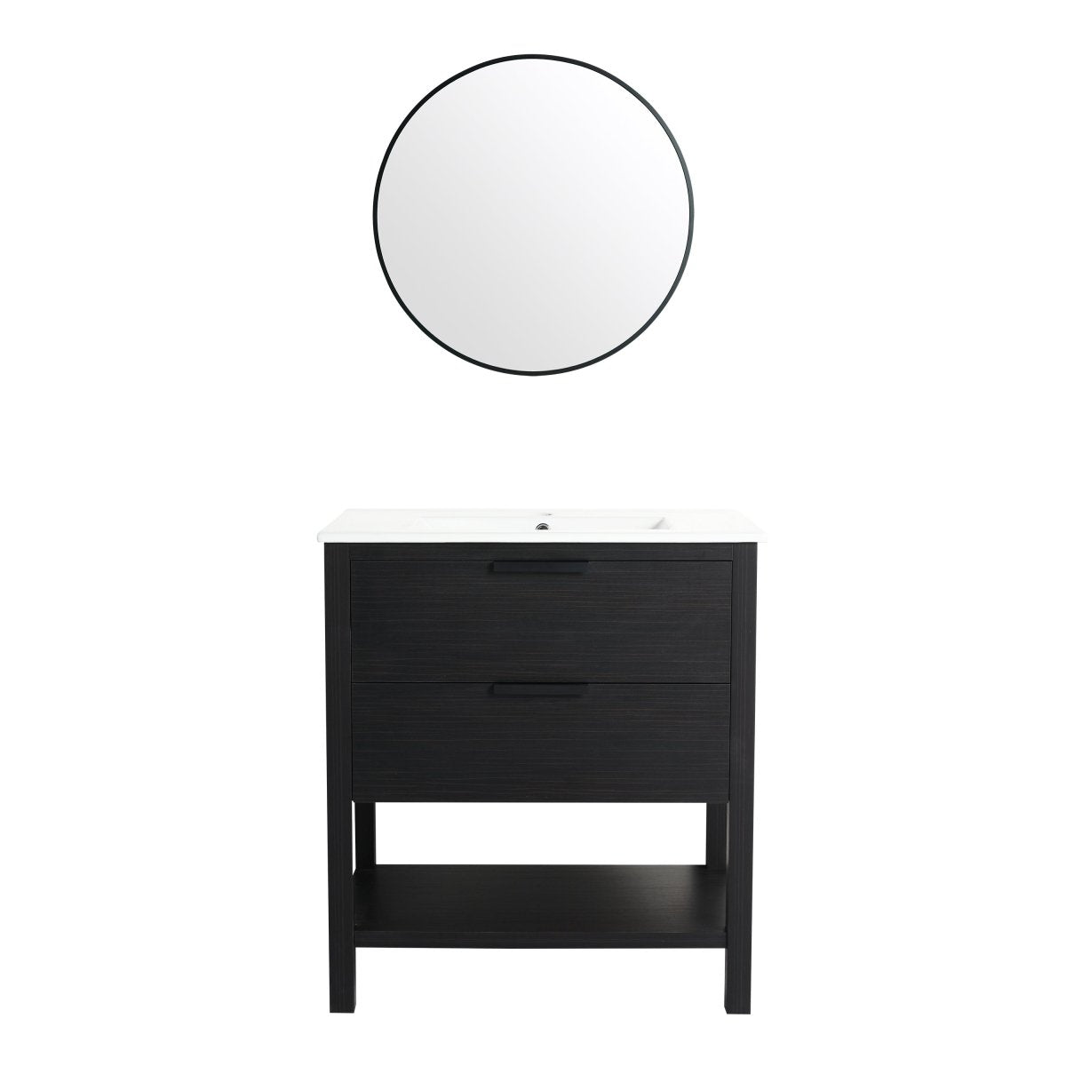Exbrite 30 inch Bathroom Vanity With Sink and 2 Soft Close Drawers-BVB01030BCT-BL9075B