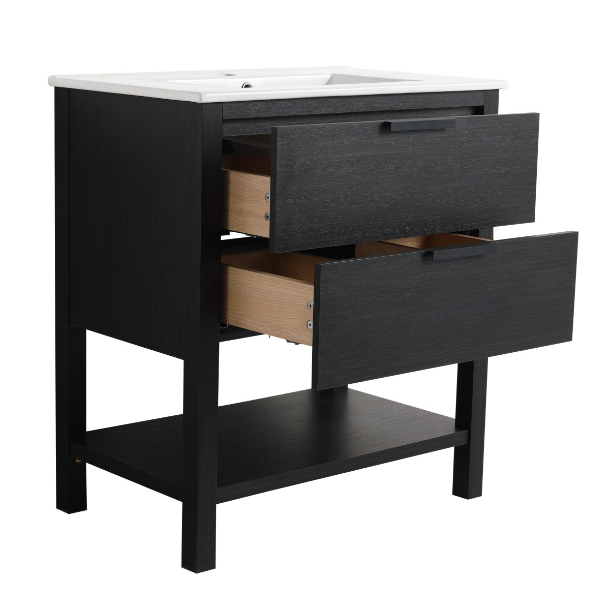 Exbrite 30 inch Bathroom Vanity With Sink and 2 Soft Close Drawers-BVB01030BCT-BL9075B