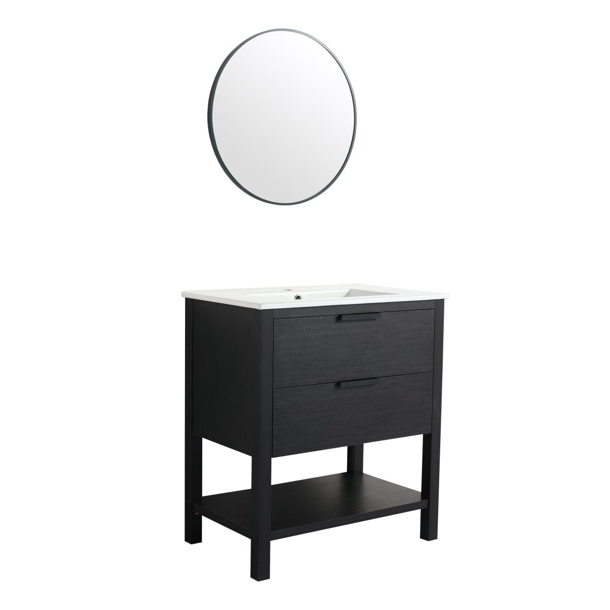 Exbrite 30 inch Bathroom Vanity With Sink and 2 Soft Close Drawers-BVB01030BCT-BL9075B