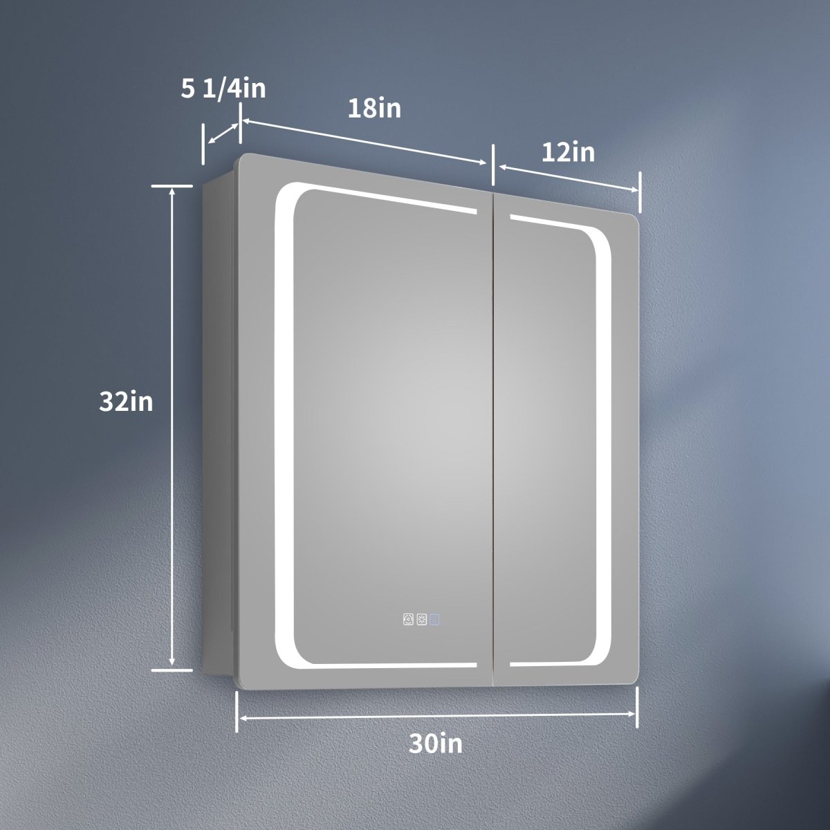 ExBrite 30" W x 32" H LED Lighted Bathroom Medicine Cabinet with Mirror Recessed or Surface Mounted LED Medicine Cabinet