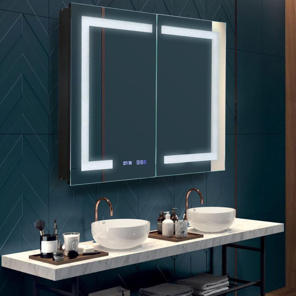 ExBrite 40“W x 32”H Lighted Medicine Cabinet with Crystal Light Strip - ExBriteUSA