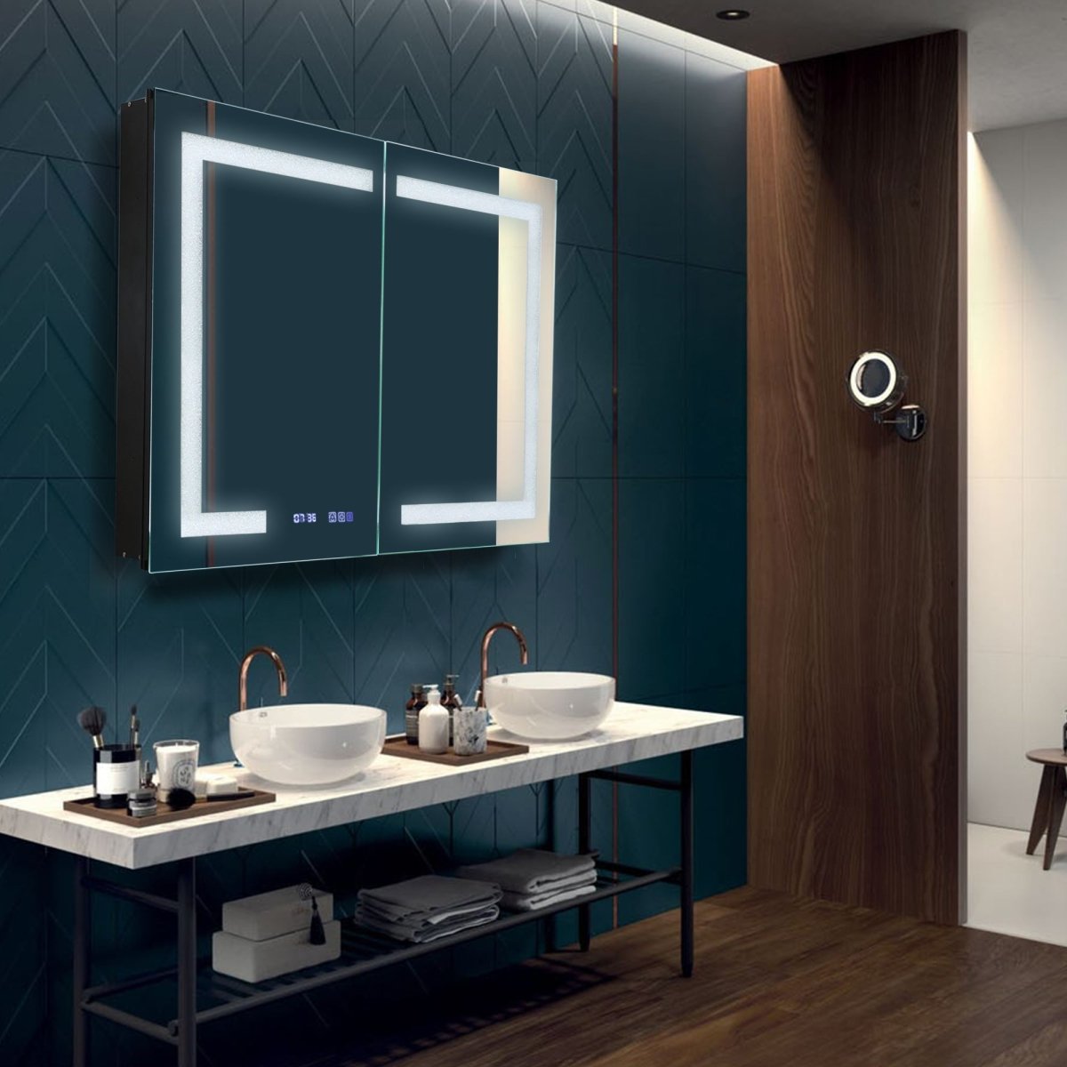 ExBrite 40“W x 32”H Lighted Medicine Cabinet with Crystal Light Strip - ExBriteUSA