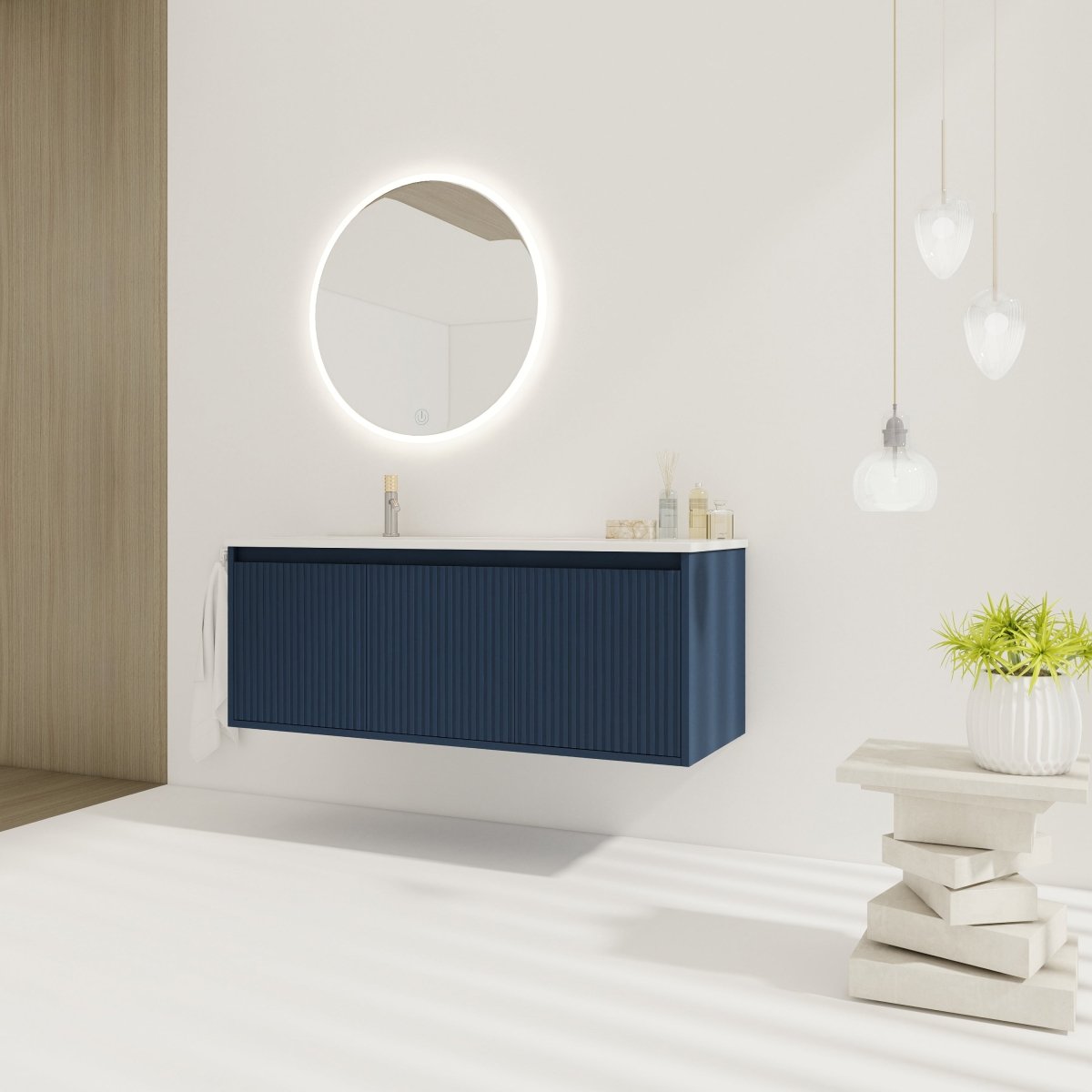 ExBrite 48" Floating Bathroom Vanity with Drop-Shaped Resin Sink
