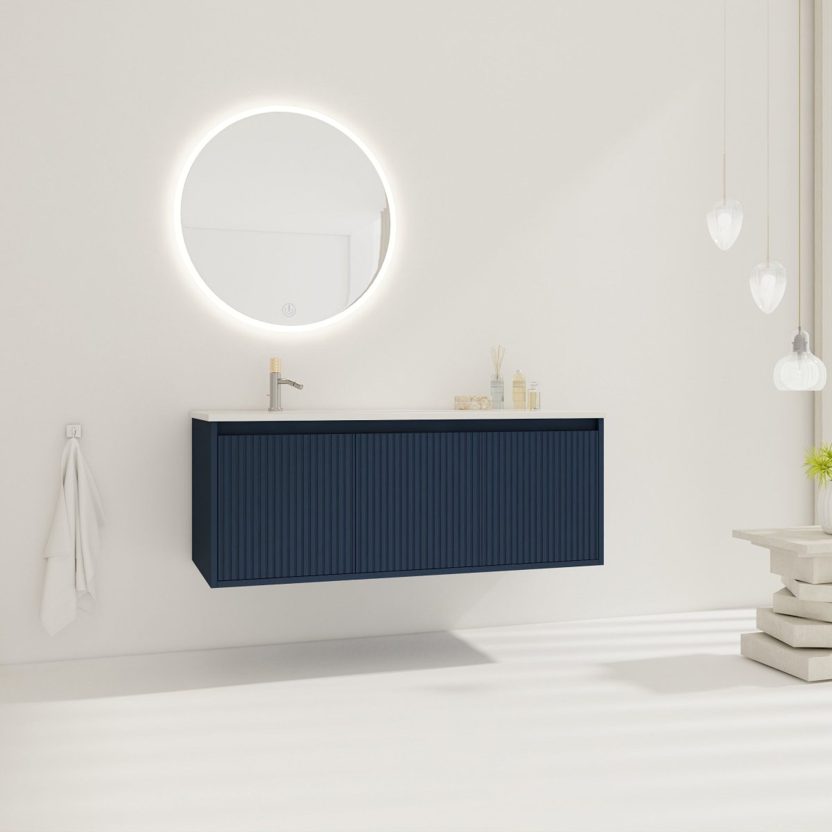 ExBrite 48" Floating Bathroom Vanity with Drop-Shaped Resin Sink