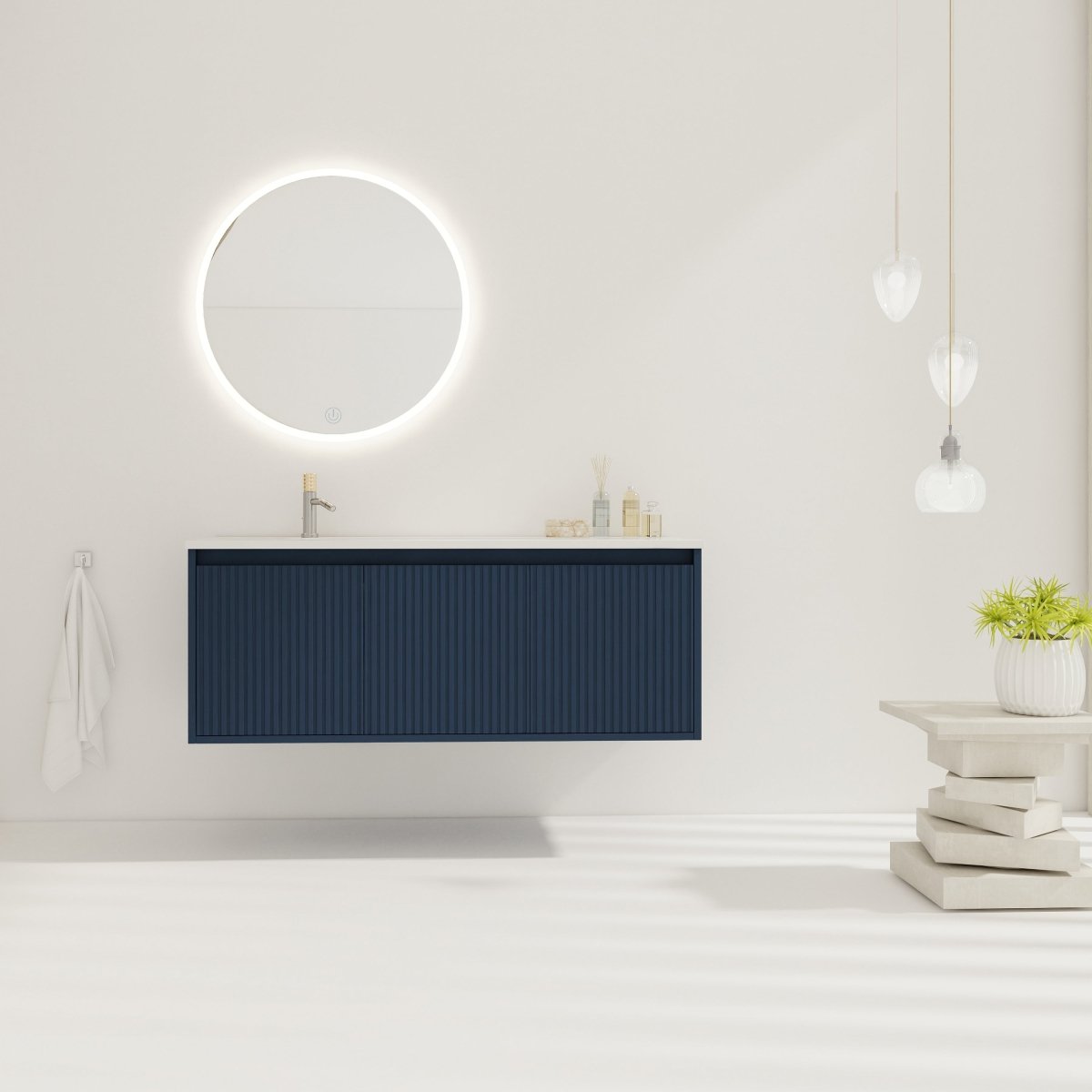 ExBrite 48" Floating Bathroom Vanity with Drop-Shaped Resin Sink
