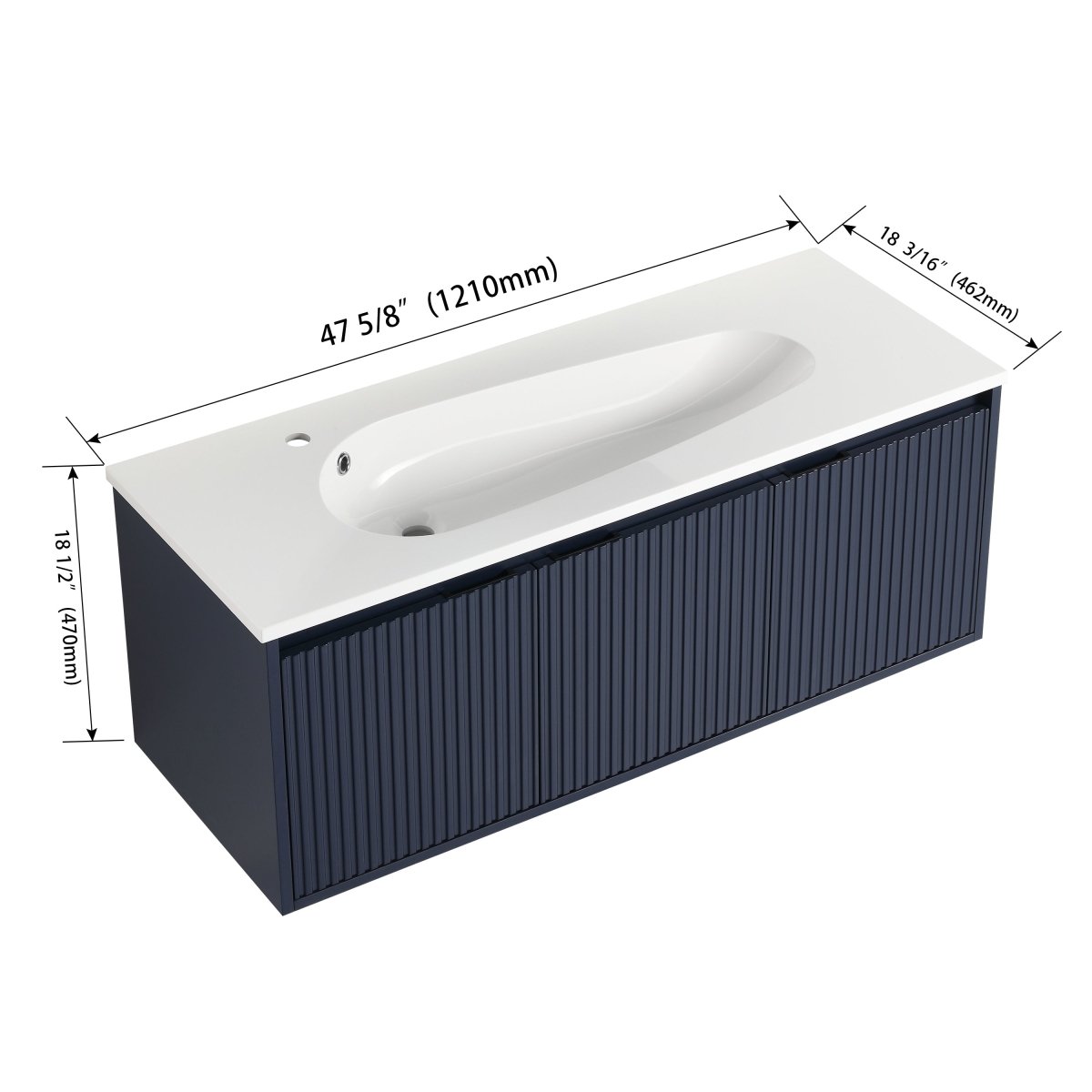 ExBrite 48" Floating Bathroom Vanity with Drop-Shaped Resin Sink