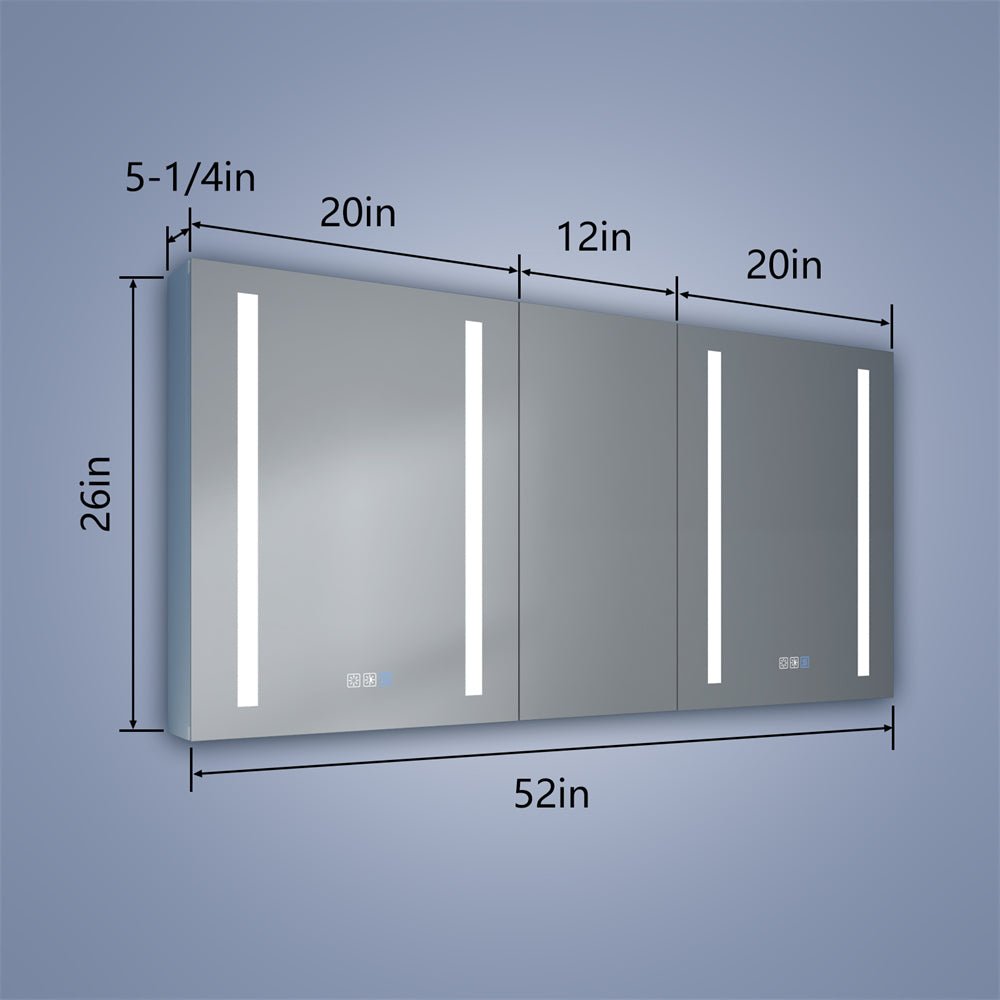 Boost-M1 52" W x 26" H Combination Medicine Cabinet with Mirror led Lighted Medicine Cabinet