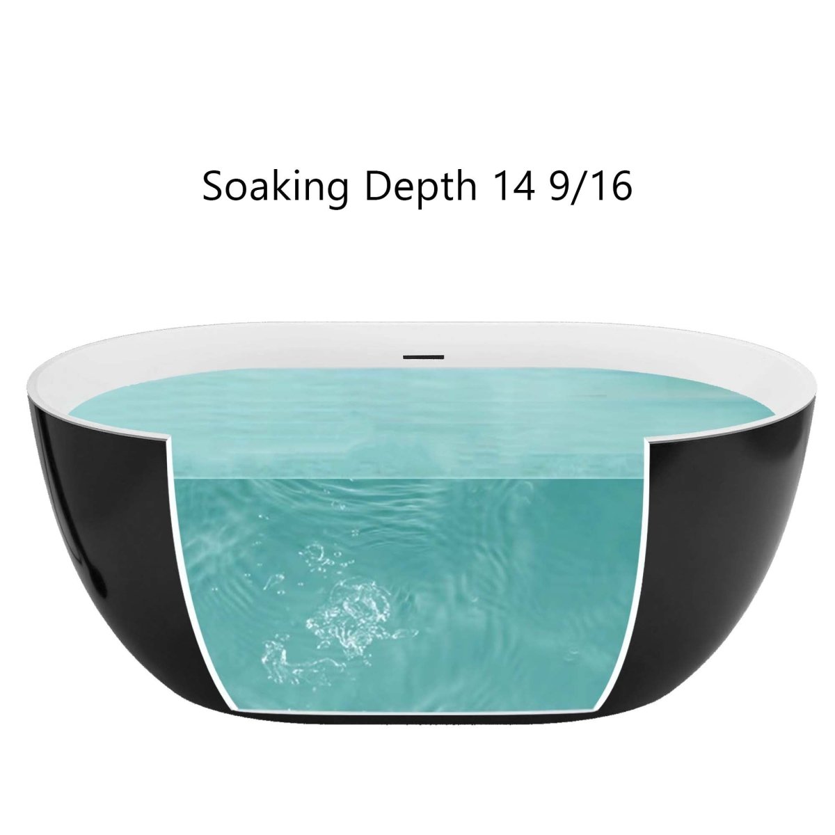 ExBrite 59" Acrylic Bathtub Free Standing Tub Oval Shape Soaking Tub Adjustable Freestanding Chrome Pop-up Drain Anti-clogging Black