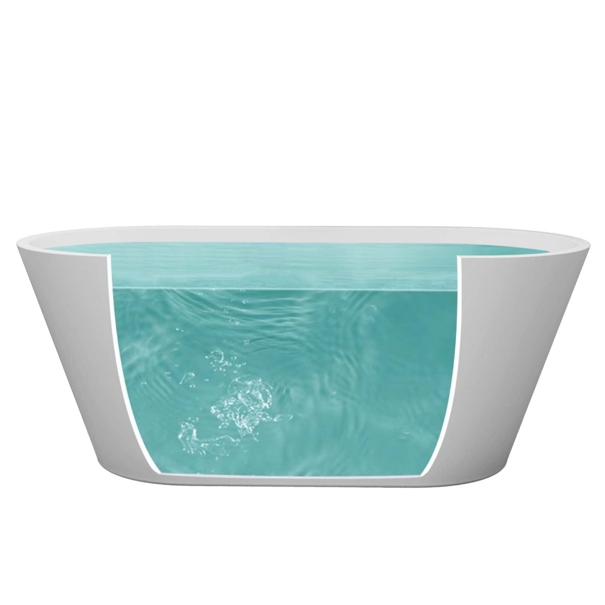 ExBrite 63" Acrylic Free Standing Tub Classic Oval Shape Soaking Tub, Adjustable Freestanding Bathtubs Gloss White